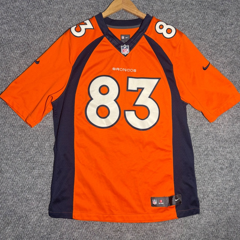 Nike Denver Broncos Wes Welker #83 NFL Jersey Orange & Navy Blue Mens Size Large